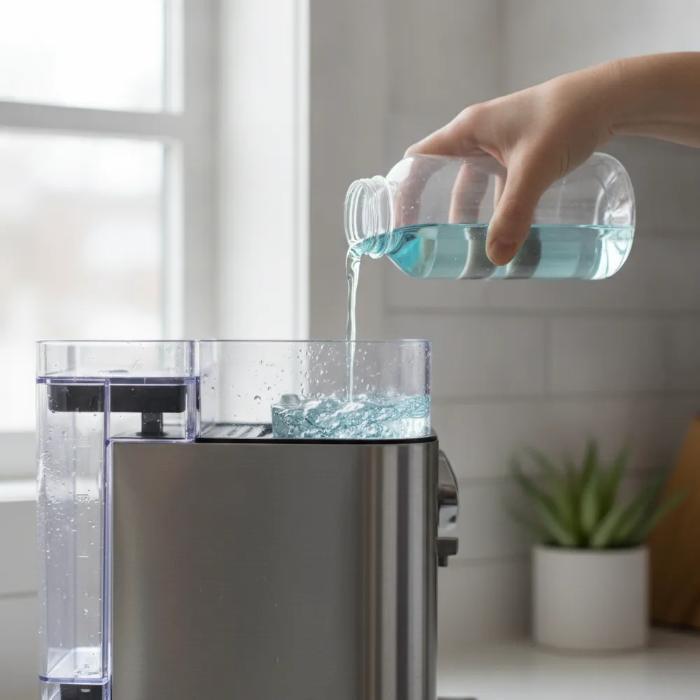 Détartrage d'une machine expresso avec solution détartrante