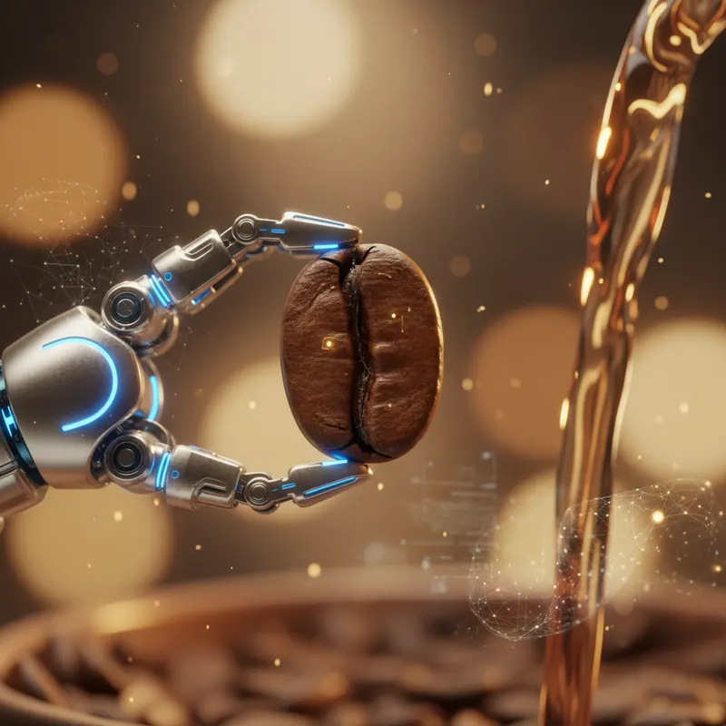 Comment l'intelligence artificielle révolutionne le monde du café — illustration drone et plantation