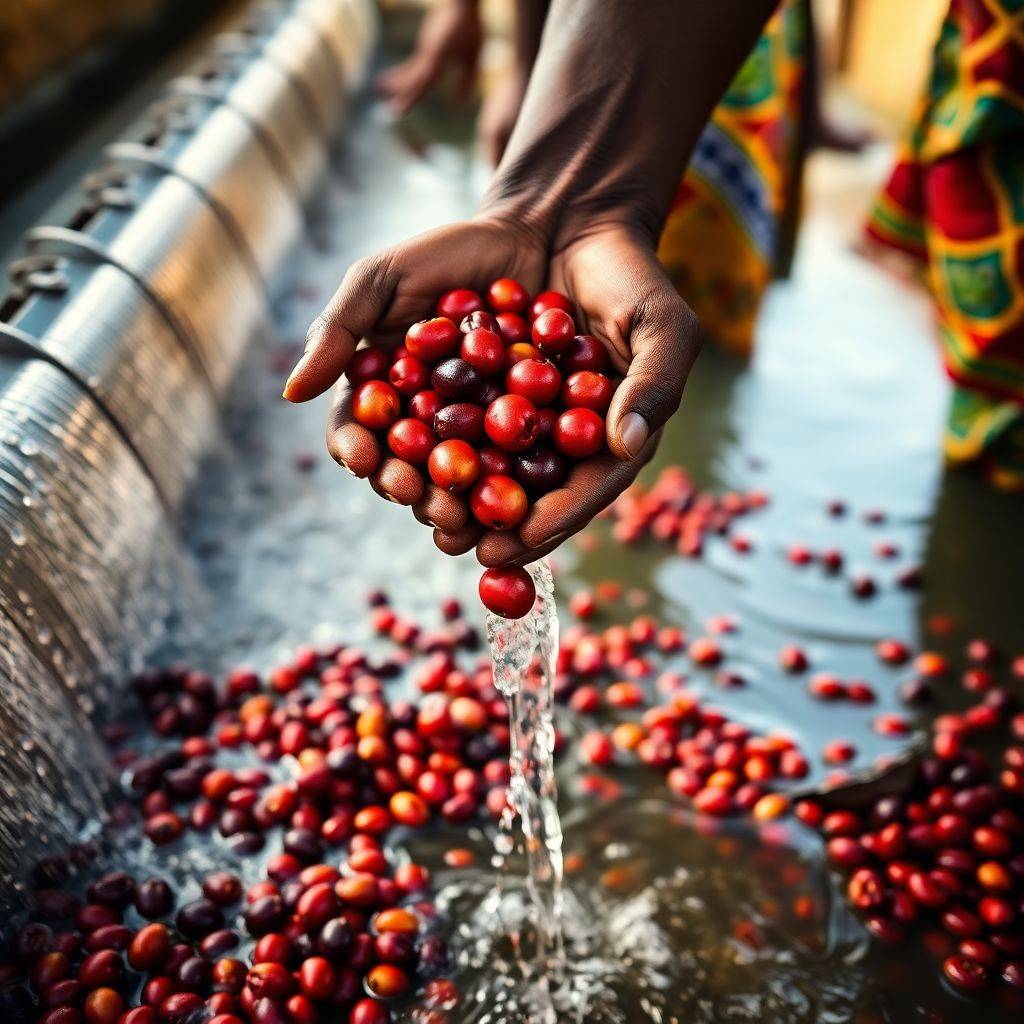 Collines verdoyantes de Nyamasheke couvertes de cafeiers Red Bourbon pres du Lac Kivu au Rwanda